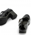 Pitillos 30100 Negro. Zapato de tacón charol con tira ancha y hebilla de estilo retro