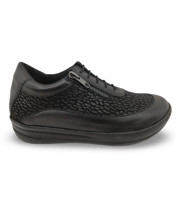 Cutillas 50754 negro. Zapato negro con cordones y cremallera. Sujeción y confort diario