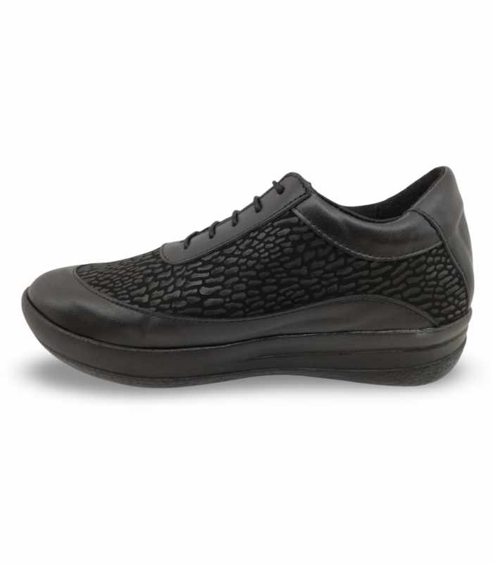 Cutillas 50754 negro. Zapato negro con cordones y cremallera. Sujeción y confort diario