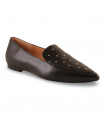 Olivia Brown OB 102 negro. Zapato tibet negro con tachuelas y sin cordones, cómodo para oficina o diario