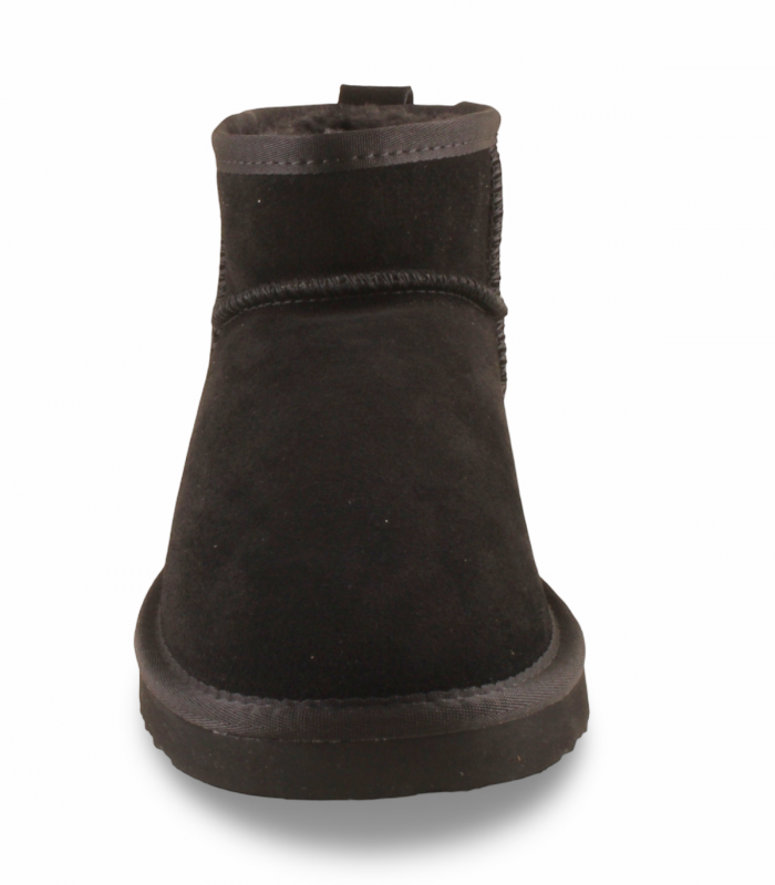 Varm Mores Mini negro. Botín negro de serraje con interior cálido, perfecto para looks desenfadados