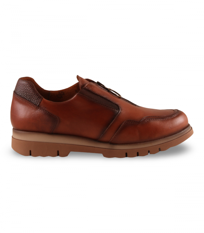 Giorda 22260. Zapato cuero sauvage con cremallera central y suela deportiva, ideal para caminar