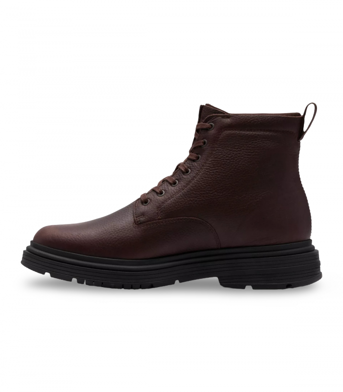 Clarks BADBURY HI WP. Bota marrón alta impermeable en piel engrasada con estilo outdoor
