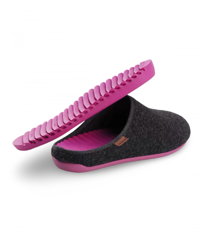 Zapatilla fascitis plantar gris con fuxia