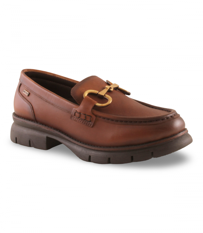 Sams HR1400-2 cuero. Mocasín con plataforma gruesa y estribo, ideal para looks otoñales con estilo