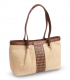Bolso de rafia beige con asas marrones Matties 0002116080, estilo mediterráneo