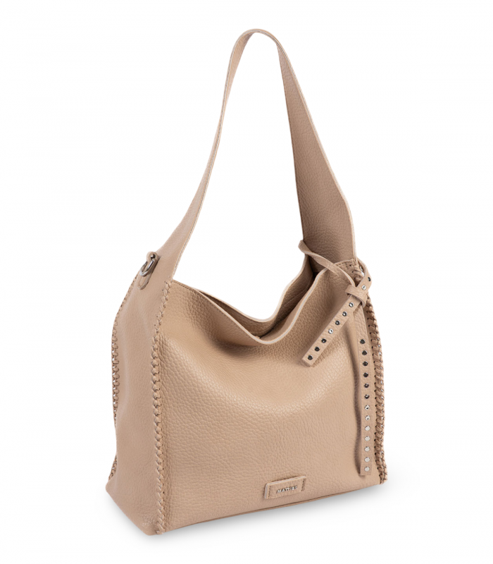Bolso tipo hobo beige de líneas limpias Matties 0002113013, práctico para diario