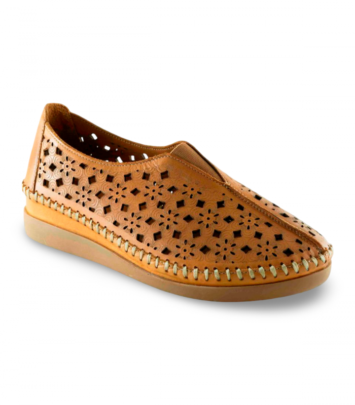 Zapato sin cordones troquelado cuero 48 Horas 4107