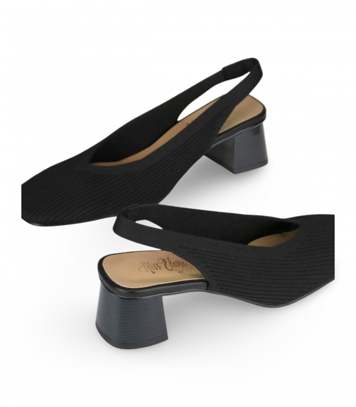 Salón destalonado negro elástico Miss Elastic 075043