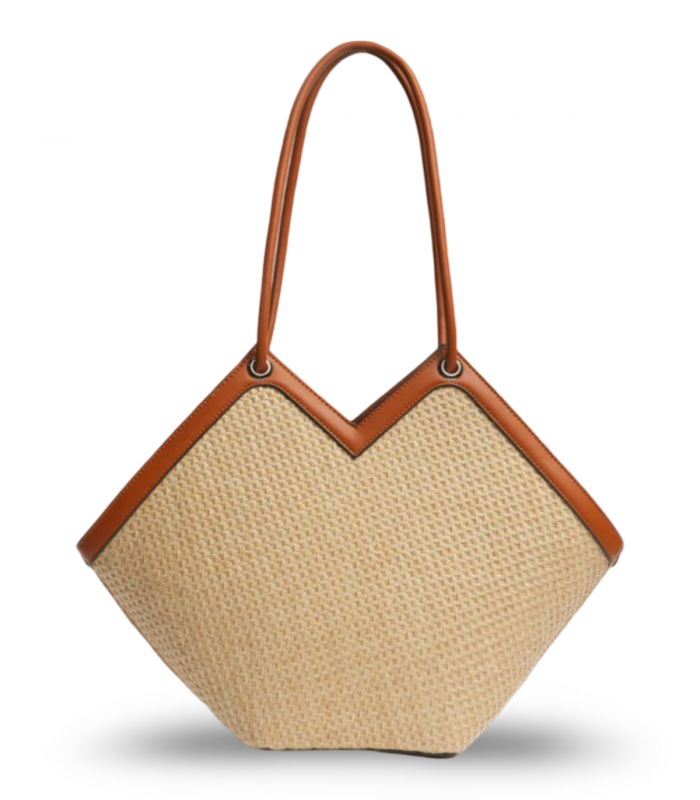 Bolso rígido rafia cuero Mac Alyster Saint Raphael, elegante