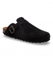 Zueco negro en serraje con hebilla Autenti 355
