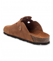 Zueco bio en serraje marrón con hebilla Autenti 355, tendencia y confortable