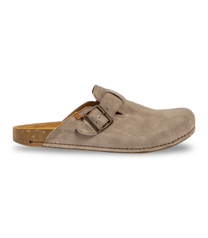 Zueco serraje taupe con hebilla El Naturalista N5796, tendencia