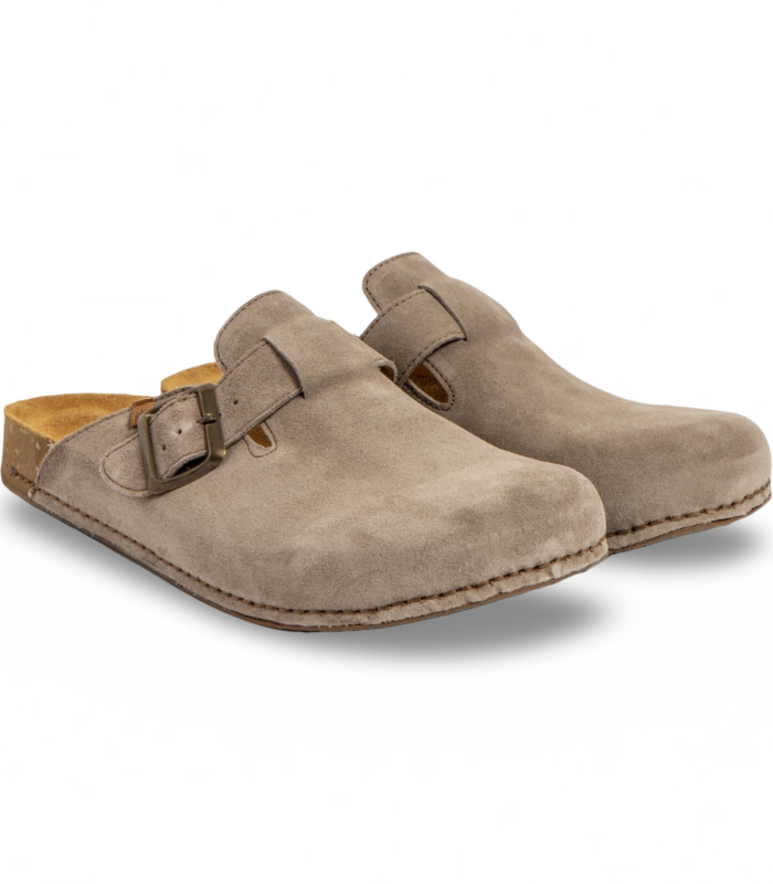 Zueco serraje taupe con hebilla El Naturalista N5796, tendencia