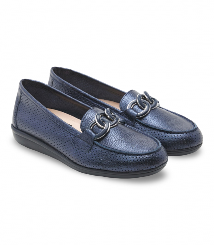 Mocasín azul marino de mujer 24 Horas 26456, elegante y cómodo para diario