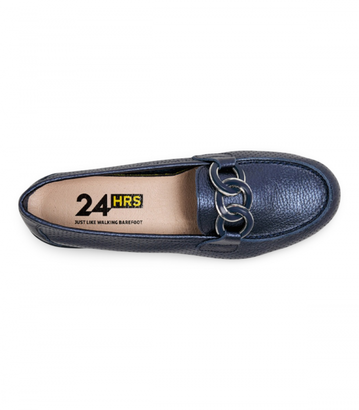 Mocasín azul marino de mujer 24 Horas 26456, elegante y cómodo para diario
