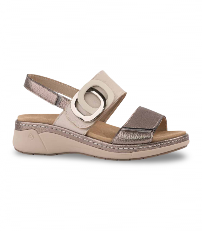 Sandalia plomo con cuña y velcros Suave 3323, estable