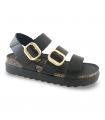 Sandalia negra bio con hebillas doradas Yokono Tunez 127