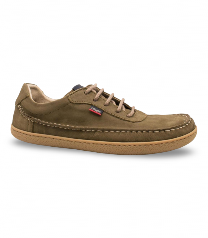 Zapato barefoot caqui en nobuk Callaghan 61903, natural y flexible