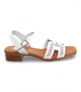 Sandalia blanca troquelada elegante Oh My Sandals 5883