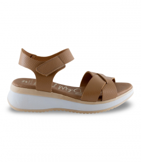 Sandalia taupe velcro cómoda Oh My Sandals 5944