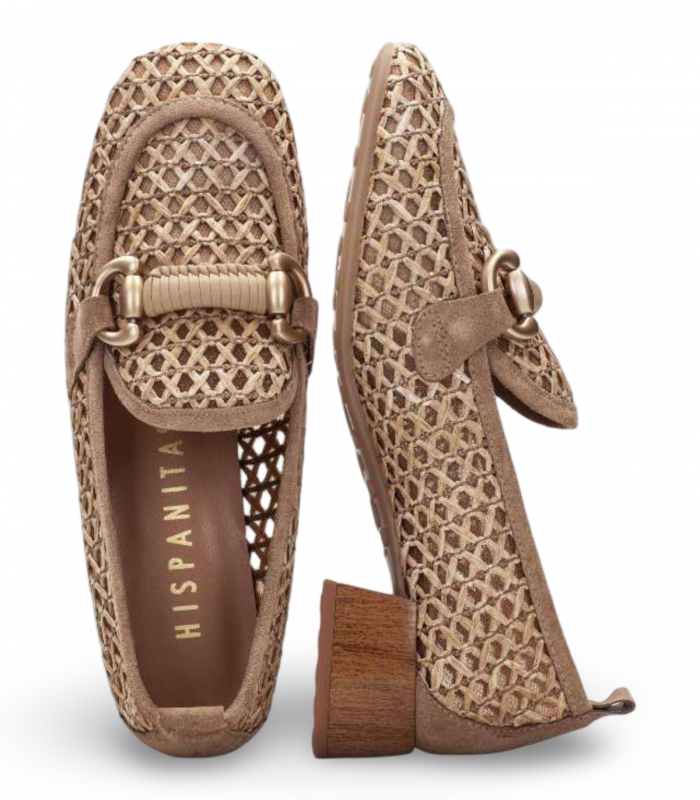 Mocasín rafia cuero elegante Hispanitas