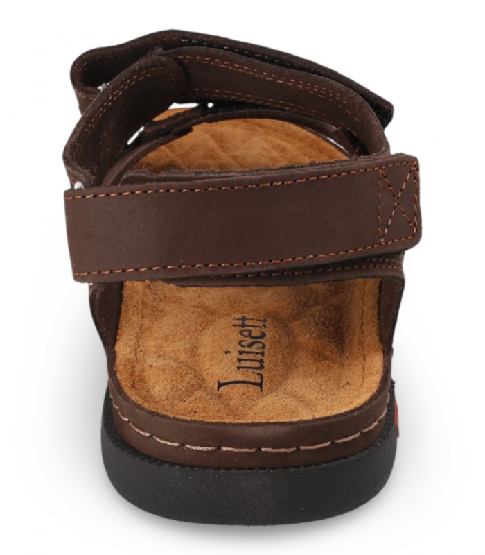 Sandalia caballero café velcro Luisetti 39702GS, cómoda