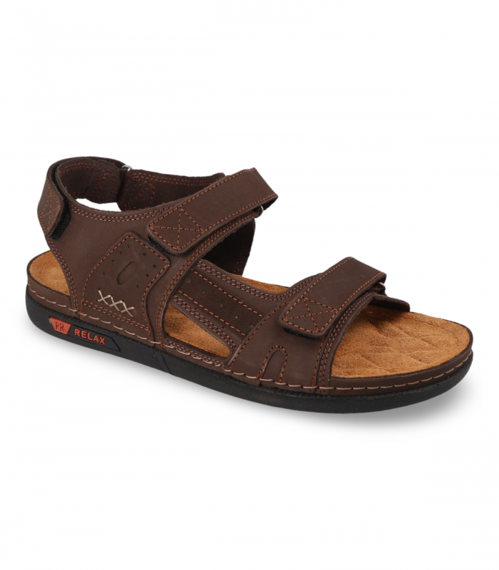 Sandalia caballero café velcro Luisetti 39702GS, cómoda