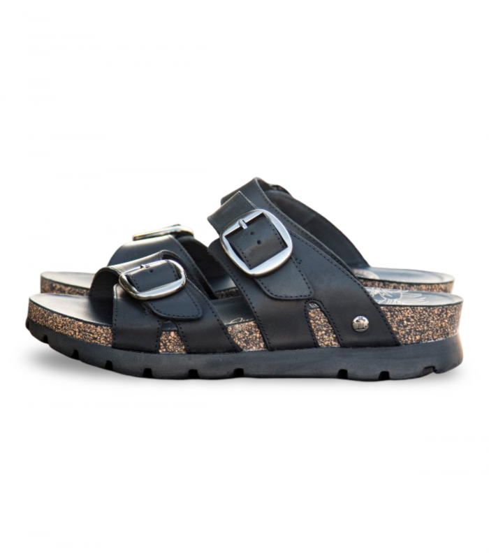 Sandalia negra bio con cuña Panama Jack Shirley