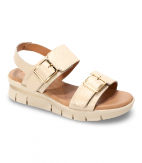 Sandalia beige con cuña ligera y velcro Valerias 2602