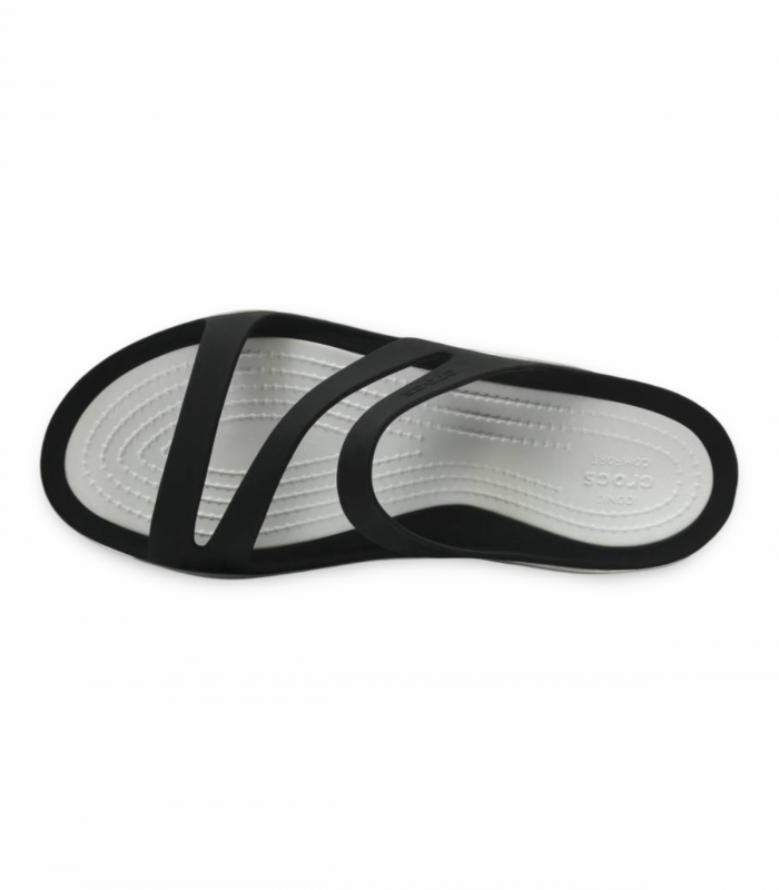 Sandalia deportiva negro blanco Crocs Swiftwater, flexible y cómoda