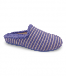zapatilla tipo chinela de rayas en color azul