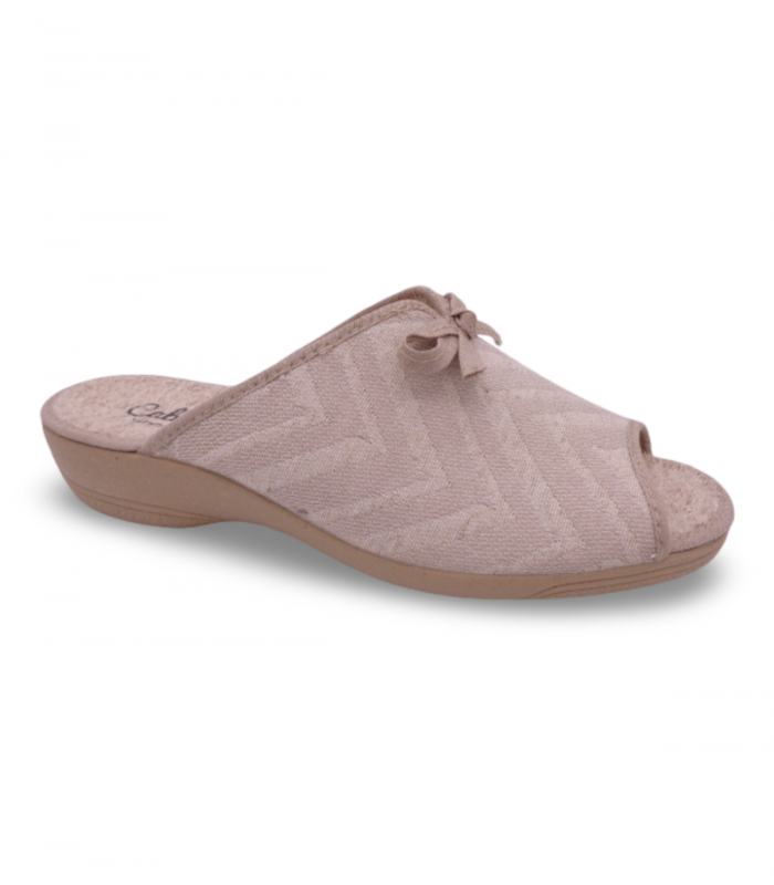 zapatilla para mujer con lazo abierta de puntera
