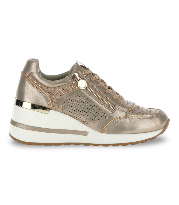 Deportivo de cuña metalizado taupe Stonefly Mina 1 Zip, elegante y cómodo
