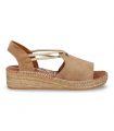 Sandalia en serraje cuero con cuña Viguera 2196, cómoda y mediterránea