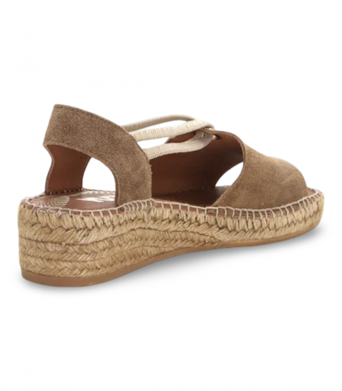 Sandalia en serraje cuero con cuña Viguera 2196, cómoda y mediterránea