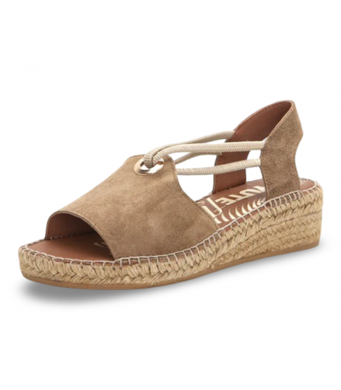 Sandalia en serraje cuero con cuña Viguera 2196, cómoda y mediterránea
