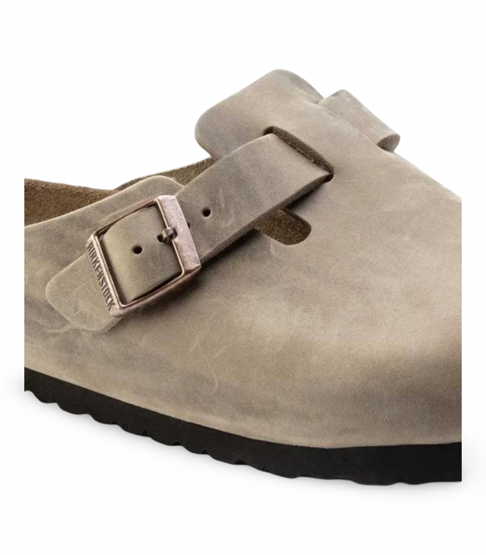 Zueco taupe piel engrasada Birkenstock Boston 1019484, soft