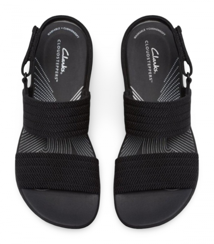 Sandalia confort negra con velcro Clarks Arla Stroll, práctica