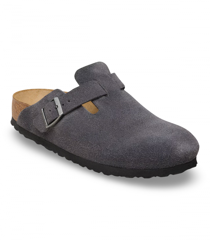 Zueco clásico gris en serraje con hebilla Birkenstock Boston LEVE 1031678