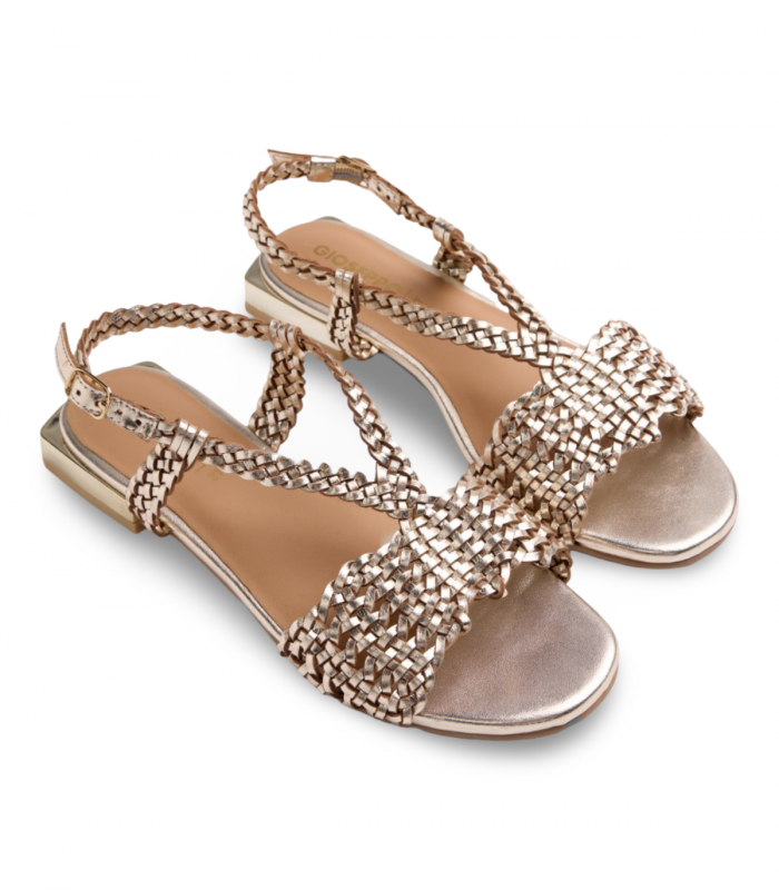 Sandalia trenzada platino con hebilla Gioseppo 79224