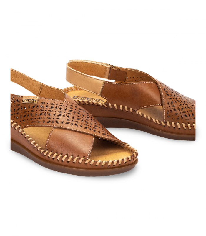 Sandalia cuero troquelada cosida Pikolinos Cadaqués W8K-0848C1