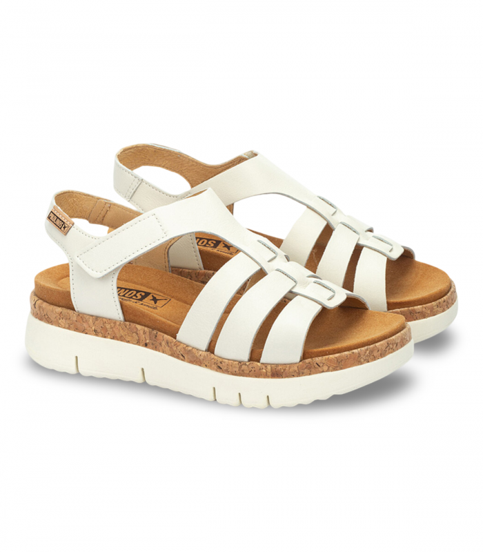 Sandalia cuña nata velcro Pikolinos Palma