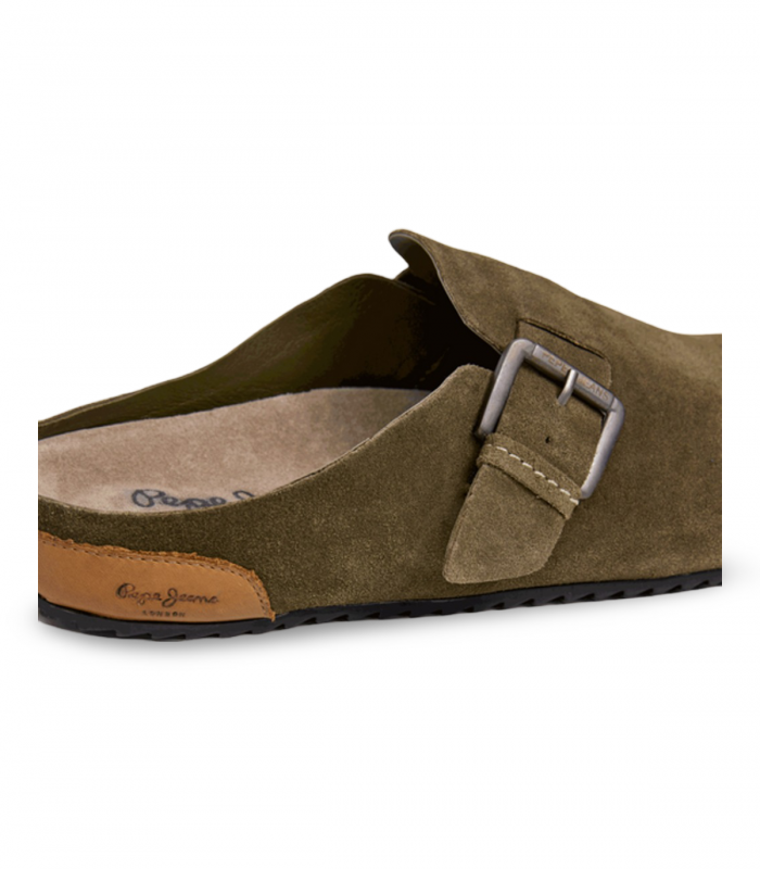 Zueco serraje verde oliva Pepe Jeans Corby Clog