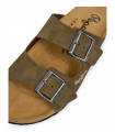 Sandalia bio en serraje kaki Pepe Jeans Bio Suede, cómoda para verano