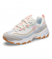 Deportiva chunky blanco y coral Skechers D’Lites Bold Views, tendencia retro