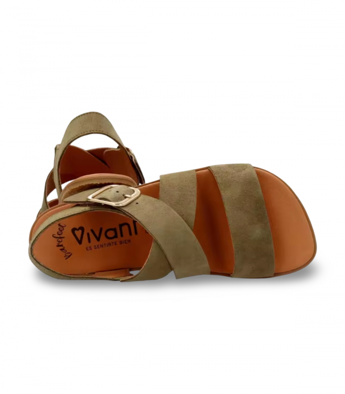 Sandalia barefoot serraje kaki Vivant Lino