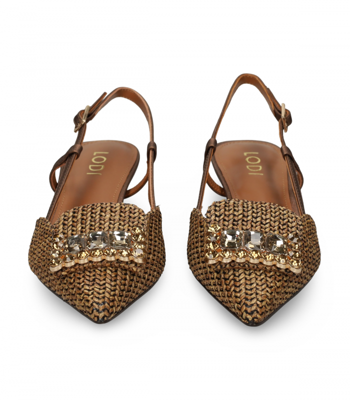 Slingback rafia camel con brillo Lodi Casiopea