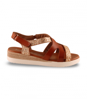 Sandalia cuero con detalle metalizado Jordana 2211