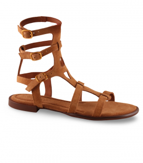 Sandalia cognac tiras múltiples Via Verda Gallia 26